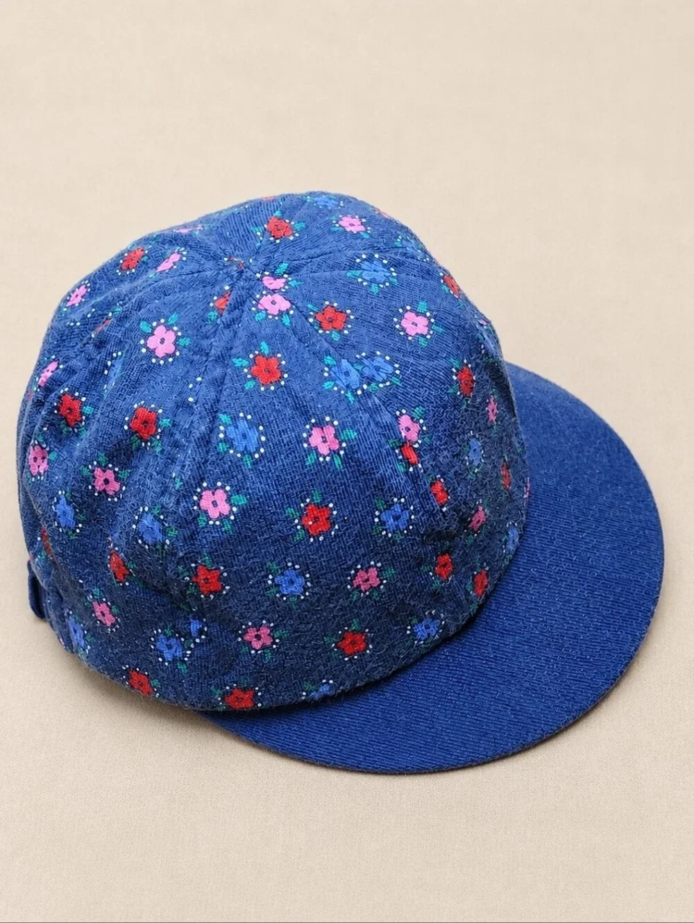 Rare VTG 1996 Gymboree Raunbow Label Blue Floral Baby Hat Cap